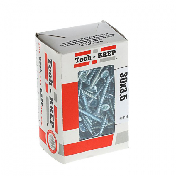 Саморез универсальный 3,5х30 мм (200 шт)  оцинкованные - коробка с ок. Tech-Kr