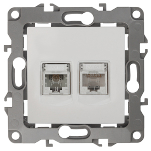 ЭРА  Эра12  Белый  Розетка информационная + телефонная RJ45+RJ11,   12-3109-01