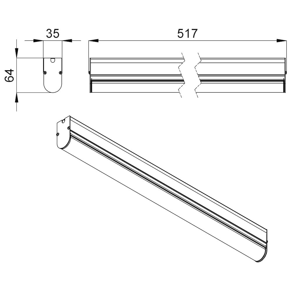 Модерн v2.0 3 510мм (6Вт/м) 24В DC CRI80 4000К Опал (Профиль)