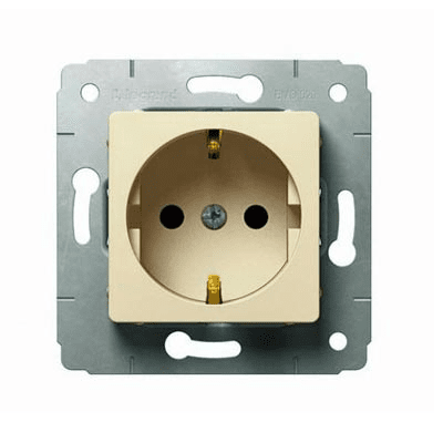 Legrand  Cariva  Слоновая Кость Розетка механизм 2К+З немецкий стандарт с защитными шторками скрытая установка IP20 /773721