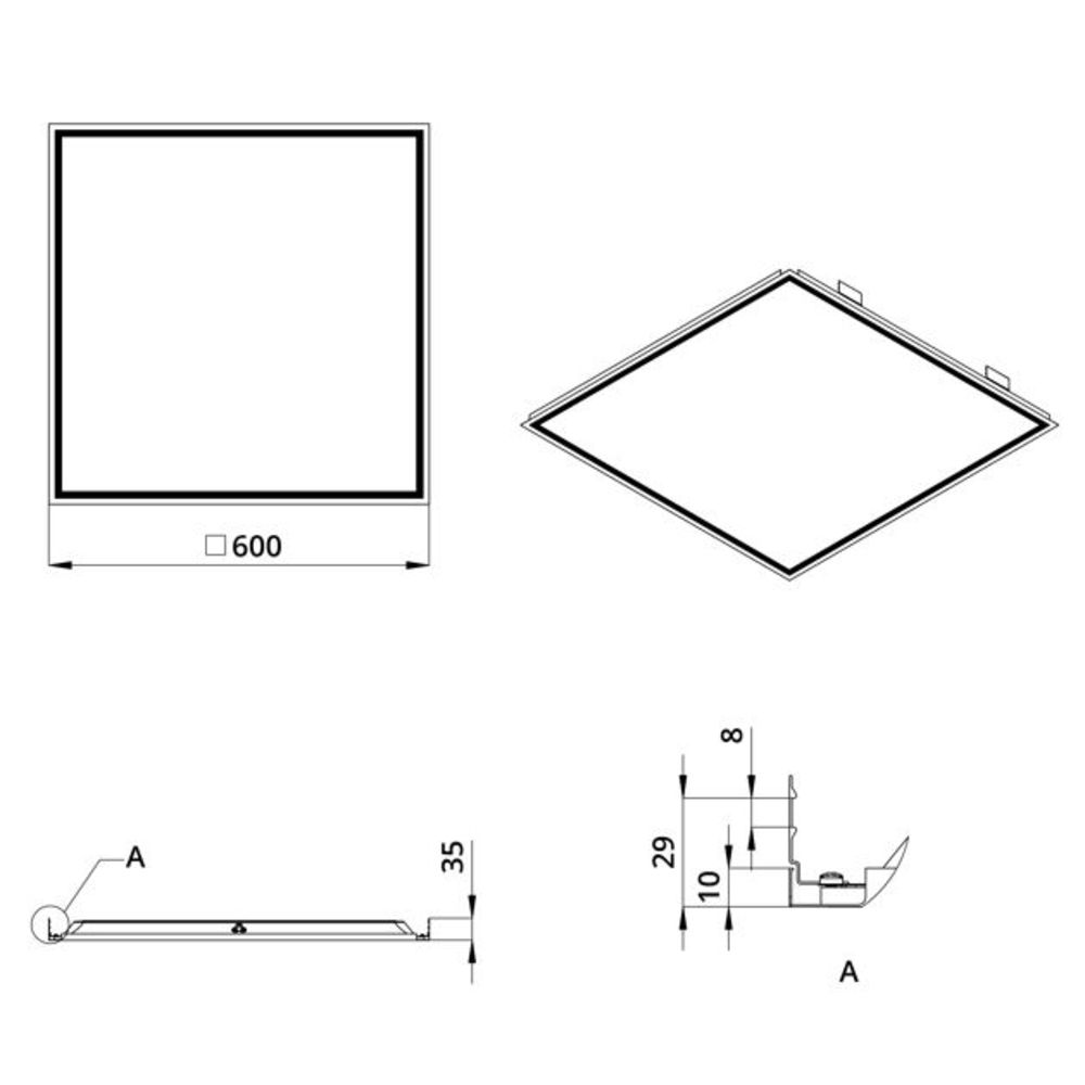 Офис Классик 18 IP40 CRI80 4000К Опал 600х600х35мм Clip-In