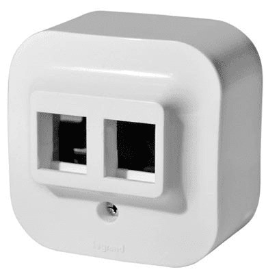 Legrand  Quteo  Белый Розетка 2XRJ45 категория 5е UTP открытая установка 782228