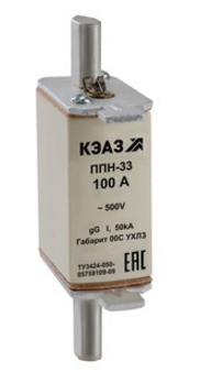 Плавкая вставка предохр. габ.    00С  100А КЭАЗ ППН-33-X3-00С-100А-УХЛ3