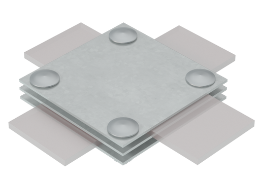 Соединитель крестообразный для полосы шириной до 40мм. Три пластины. Горячее цинкование