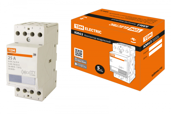Контактор модульный 25А 3NO+1NC 230В AC  КМ63/4-25 TDM