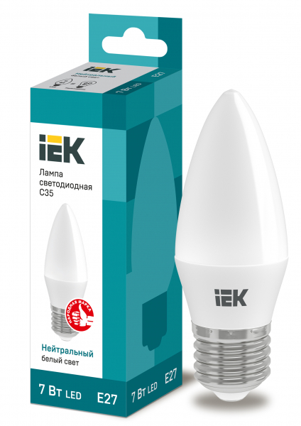 Светодиодная лампа IEK C35 7Вт 230В 4000К E27