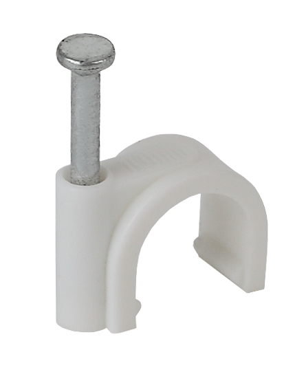 Скоба крепежная для кабеля 14мм круглая пластиковая (50шт) (200/2400)