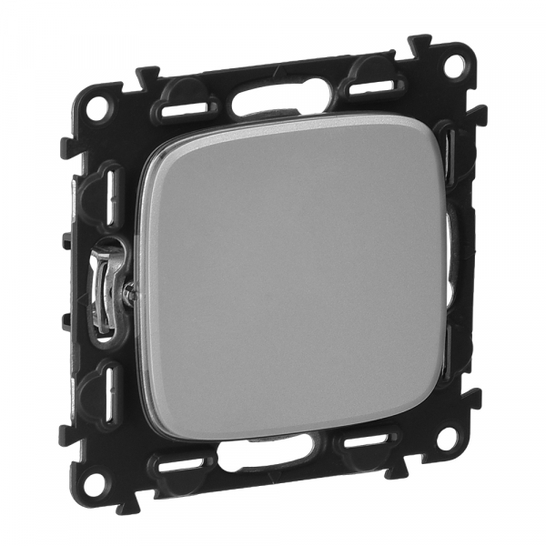 Legrand 752906 Valena ALLURE.Переключатель 10АХ 250В с лицевой панелью.Безвинтовые зажимы.Алюминий