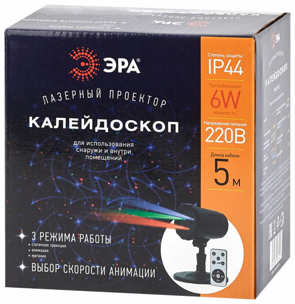 Проектор Laser Калейдоскоп, IP44, 220В ENIOP-05 ЭРА