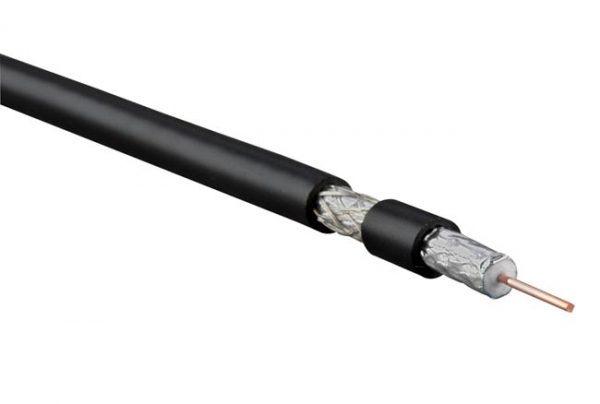 COAX-RG6-CU-500 Кабель коаксиальный RG-6, 75 Ом (ТВ, SAT, CATV), жила - 1.02 мм (18 AWG, медь, solid), экран - фольга+оплетка(луженная медь, 48%)+фольга, общий диаметр 6.9мм, изоляция PVC (-20градС – +75градС) (бухта 500 м) Hyperline