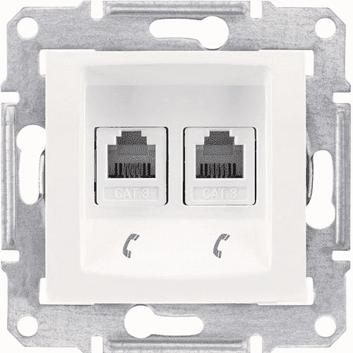 Schneider Electric Sedna  Бежевый Розетка механизм телефоная 2-местная RJ11 пружинные зажимы IP20 скрытая установка SDN4201147