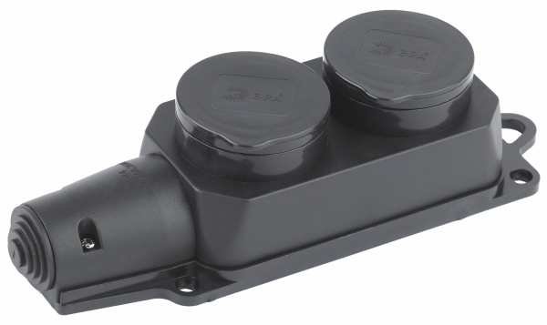 K-2e-IP44  ЭРА Колодка 2гн, c заземл., каучук, IP44 (10/60/1080)