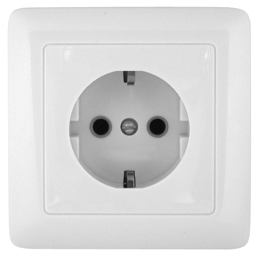 Schneider Electric  Прима  Белый  Розетка с заземляющими контактами, с изолированными пластинами (250В, 16А, защитные шторки) (индивидуальная упаковка) IP20 открытая установка RA16-003-1I-BI