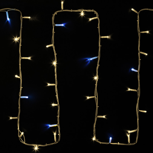 Гирлянда Уличная IP65 Дюраплей LED модульная  20м  200 LED  белый каучук , мерцающий "Flashing"  (каждый 5-й диод), Тепло-белая NEON-NIGHT 315-186