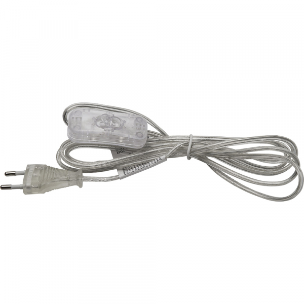 FERON DM107 сетевой шнур (с выключателем), 2м, пластик, прозрачный