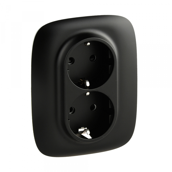 Legrand 753936 Valena ALLURE.Силовая розетка двойная 2х2К+З 16А 250В с лицевой панелью.С защитными шторками.Безвинтовые зажимы.Антрацит