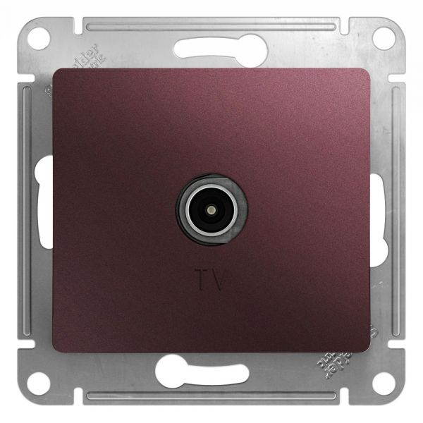 Glossa Баклажановый Розетка ТВ проходная 4DB, механизм IP20 скрытая установка GSL001192