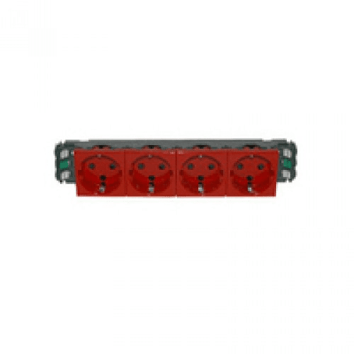 Legrand  Mosaic  Красный Розетка DLP65 немецкий стандарт 4X(2К+З) с блокировкой без зажимов 077424