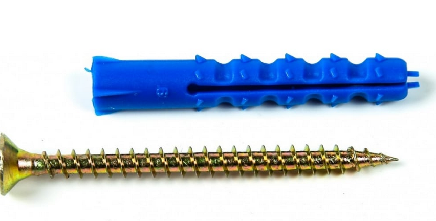 Дюбель 6х40 (полипропилен) с шипами и шуруп 4х45 (100 шт/уп)-контейнер Verlen-Volga