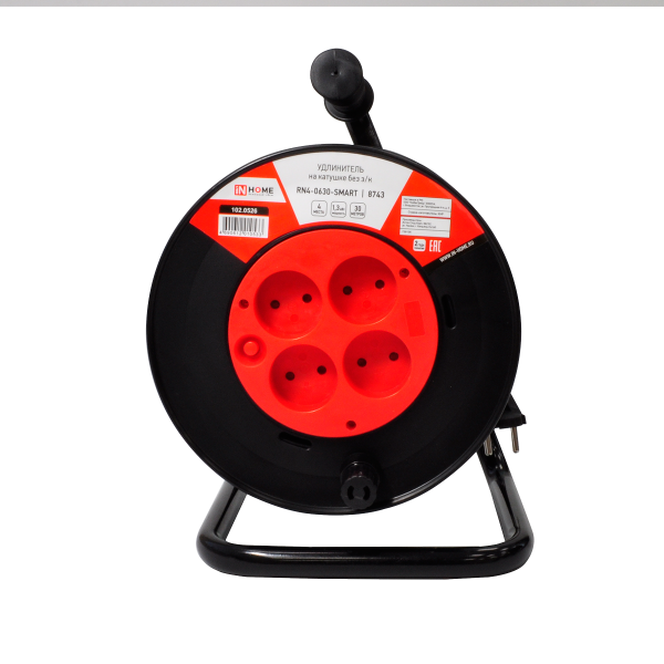 Удлинитель на кат. 4 гн. без з/к ПВС 2*0,75 30м  с т/з  6А RN4-0630-SMART 8743 IN HOME