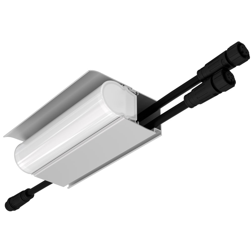 Модерн v2.0 2 130мм (18Вт/м) 24В DC 1 пикс. RGBW DMX CRI80 3000К Опал (Профиль, козырек, транзитное штепсельное соединение)