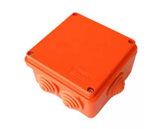 JBL085 Коробка огн. E110, о/п 85х85х38мм, без галогена, 12 вых., IP55, 6P, (0,15-2,5 мм2), цвет оранж. Экопласт