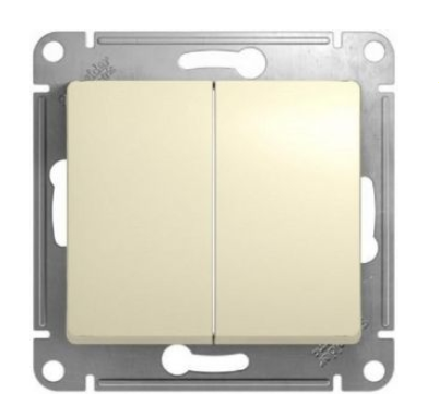 Glossa Молочный Выключатель 2-клавишный схема 5, 10AX, механизм IP20 скрытая установка GSL000951