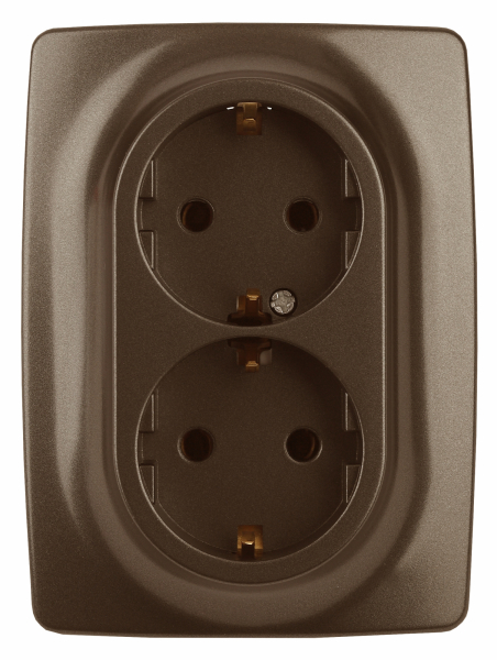 ЭРА  Эра12  Бронза  Розетка 2X2P+E Schuko, 16АХ-250В 12-2106-13