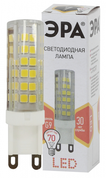 Светодиодная лампа ЭРА JCD 7Вт- 220В 2700К G9