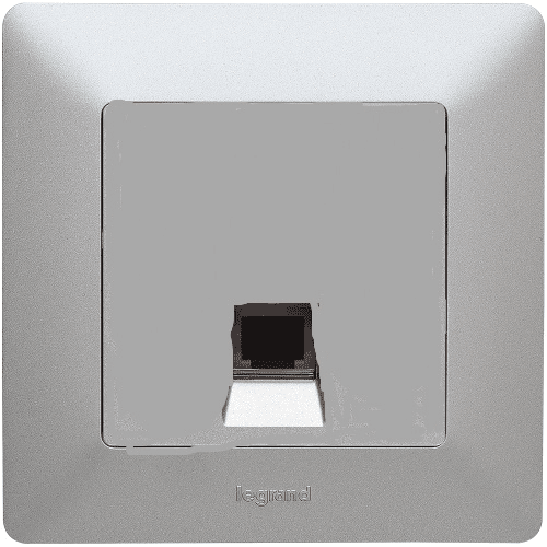 Legrand  Valena  LIFE  Алюмин. Розетка телефонная 1-местная RJ11 скрытая установка IP20 / 753638