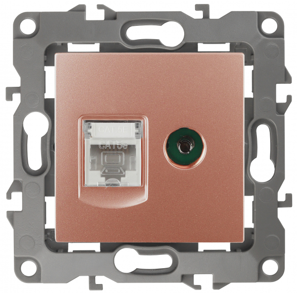 ЭРА  Эра12  Медь  Розетка информационная RJ45+TV,   12-3110-14