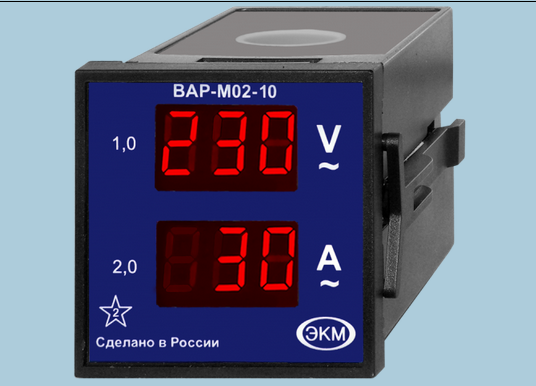 Вольтамперметр  Меандр  ВАР-М02-10  АС20-450В 63А на DIN рейку