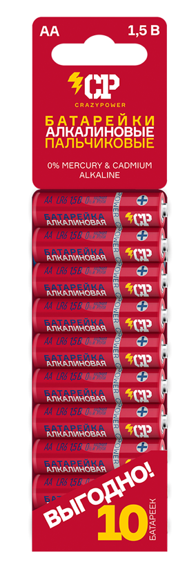 Элемент питания CP LR6 Алкалиновые BL10 красн. (кратно 10)