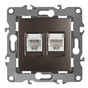ЭРА  Эра12  Бронза  Розетка информационная + телефонная RJ45+RJ11,   12-3109-13