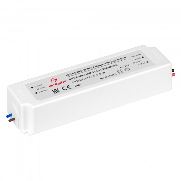 Arlight Драйвер 12V 100Вт IP67 192x52x37 ARPV-LV12100-A (12V, 8.3A, 100W)