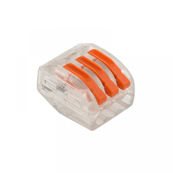 REXANT 221-413 Клемма 3-проводная (0,08-2,5 (4) мм2) 50шт. прозрачные 07-5253-1