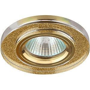 Точечный светильник ЭРА DK7 GD/SHGD декор стекло круглое MR16,12V, 50W, GU5,3 серебряный блеск золото