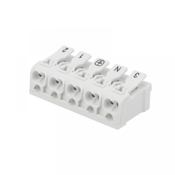 Клемма пружинная соединительная КСП 5-полюсная с монтажными ножками (50 шт./уп.) REXANT 07-6217-1