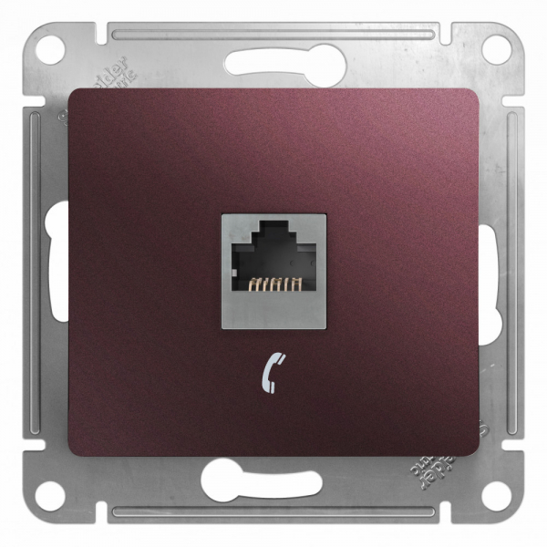 Glossa Баклажановый Розетка телефонная RJ11 механизм IP20 скрытая установка GSL001181T