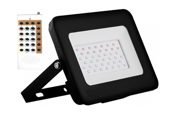 Прожектор светодиодный Feron 50Вт 2835SMD RGB с пультом ДУ AC220V/50Hz IP65, черный LL-613