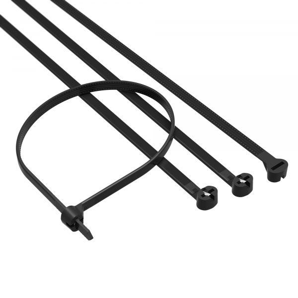 Хомут (стяжка) пластик  7,6 x 370  черн.  P6.6 с двойным замком DKC 21327SR