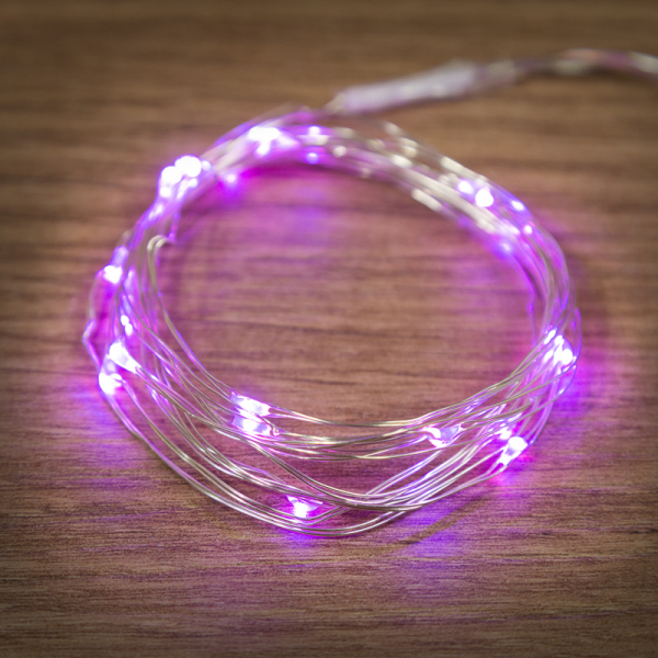 Гирлянда  Роса внутренняя IP20 2м, розовый, 20LED от батареек 2хАА NEON-NIGHT 303-007