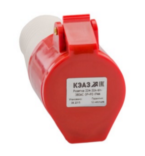 Розетка кабельная 224-32А-6h-380AC-3P+PE-IP44