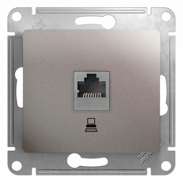 Glossa Платина Розетка компьютерная RJ45 категория 5E, механизм IP20 скрытая установка GSL001281K