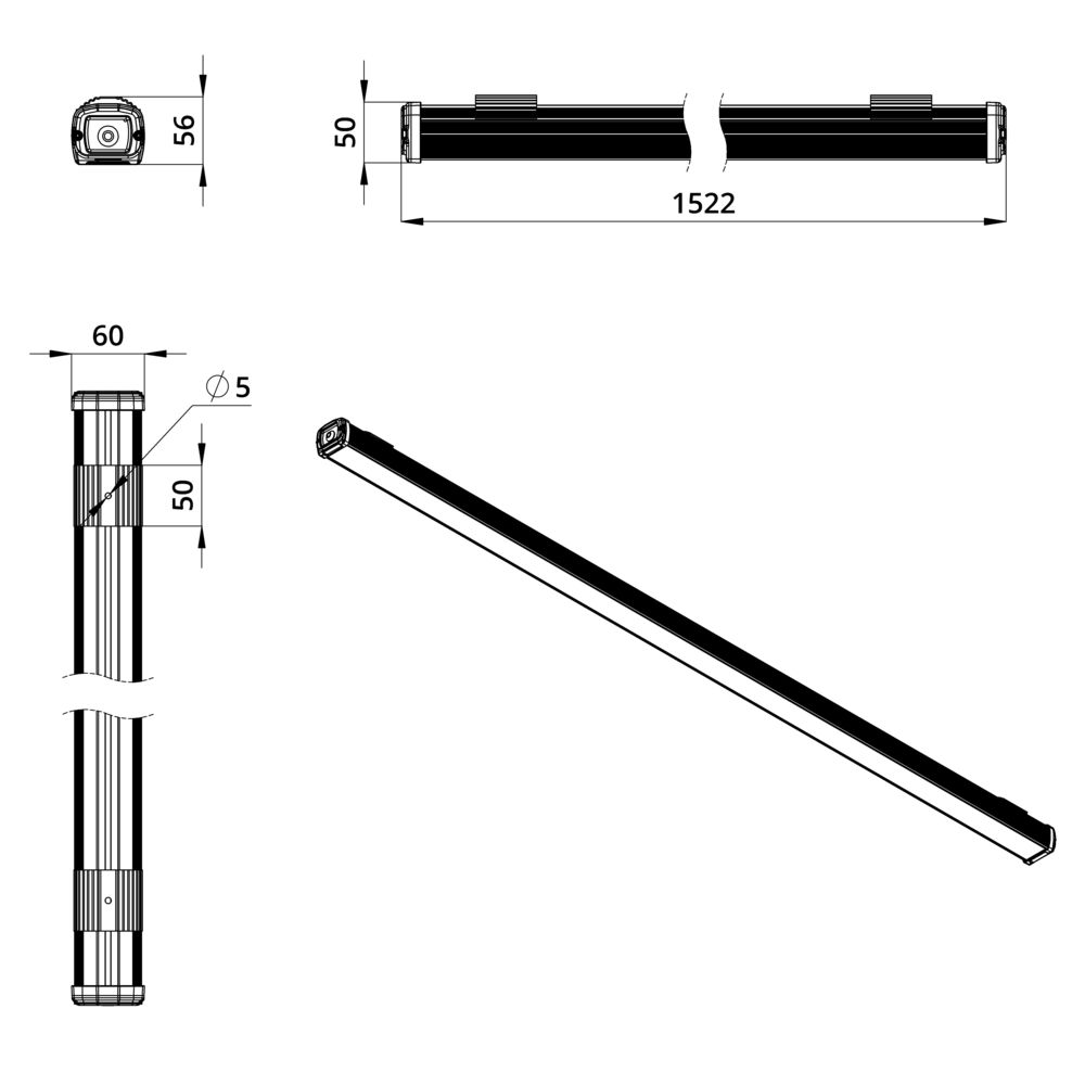 Т-Линия Стронг 30 1500мм CRI70 3000К Матовое закаленное стекло