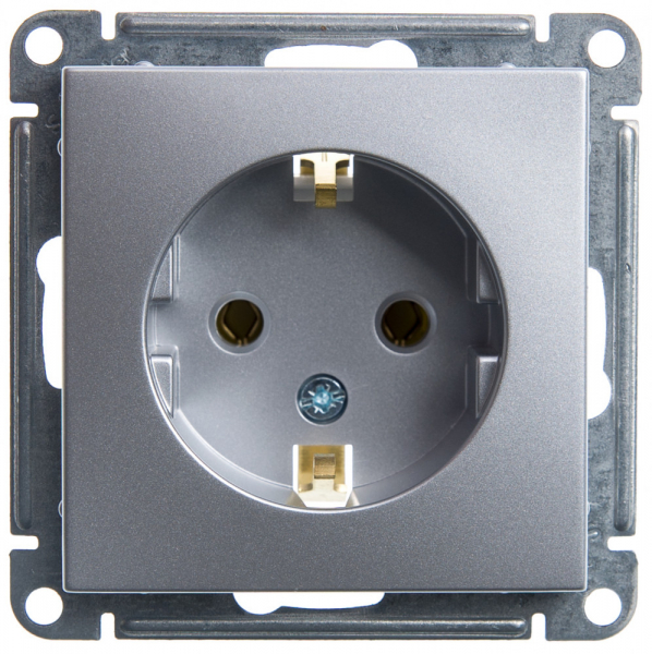 W59 РОЗЕТКА с заземлением без шторок, 16А, механизм, МАТОВЫЙ ХРОМ Schneider Electric RS16-154-5-86