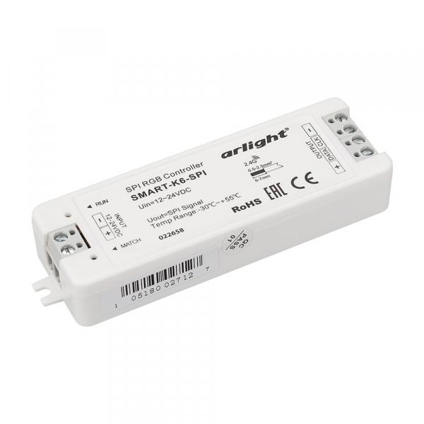 Arlight Контроллер SMART-K6-SPI (12-24V, 2.4G) (ARL, IP20 Пластик, 5 лет)