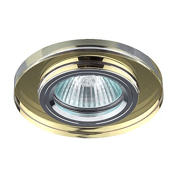 Точечный светильник ЭРА DK7 CH/YL декор стекло круглое MR16,12V, 50W, хром/желтый