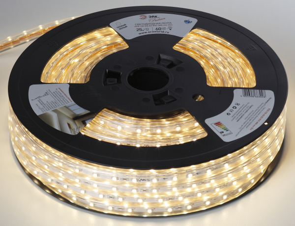 Светодиодная лента ЭРА IP67  220V  4,8Вт/м  3000К  3528-220-60LED-WW (1уп.-25м)
