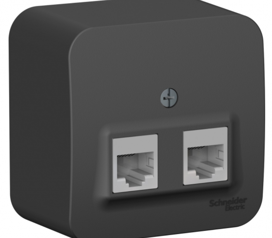 BLANCA  Антрацит  Розетка 2-местная компьютерная  RJ45, категория 5E, изолированные пластины  открытая установка  BLNIA045456